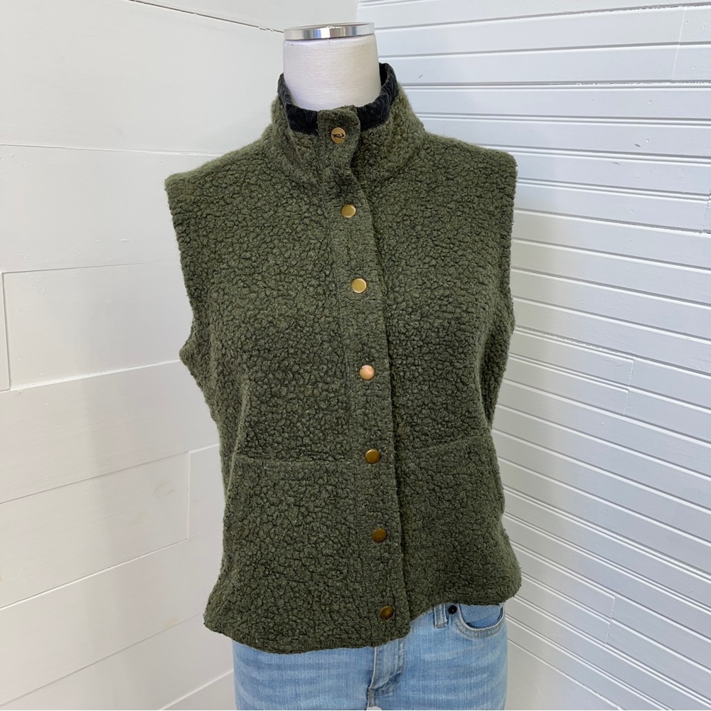 Toad&Co Olive Green Sherpa Fleece Vest